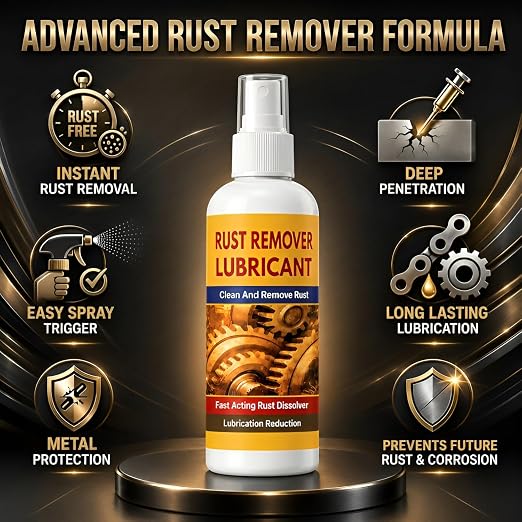 YASHMAN Heavy-Duty Rust Remover & Anti-Rust Lubricant Spray (100ml) | Fast-Acting Multi-Purpose Derusting Spray for Cars, Bikes, Jammed Nuts, Bolts, Hinges & Garden Tools | Corrosion Inhibitor